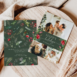 Cartão De Festividades Mensagem Personalizada Floresta Folhagem Verde 3 F