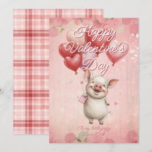 Cartão De Festividades Mensagem Personalizada Porco Animal Dia dos Namora
