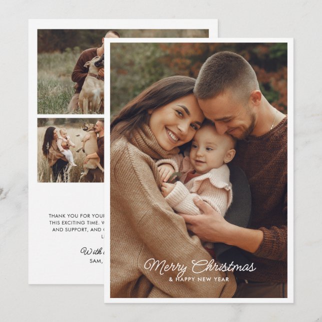 Cartão De Festividades Mensagem Pessoal Feliz Natal 4-Foto (Frente/Verso)