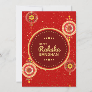 Cartão De Festividades Mensagem Raksha Bandhan, vermelho brilhante e dour