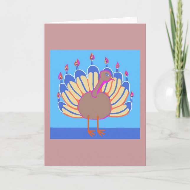 Cartão De Festividades "Menurkey" Thanksgiving and Hanukkah Card (Frente)