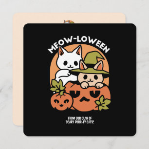Cartão De Festividades Meow-Loew - Festivo Halloween Design