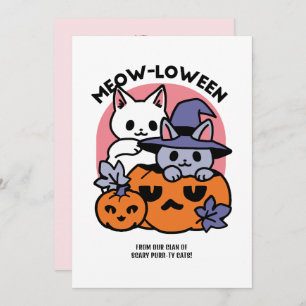 Cartão De Festividades Meow-Loween - Design de Gato de Halloween