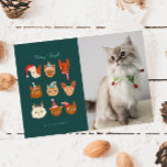 Cartão De Festividades Meowy & Bright Winter Cats Foto de Natal<br><div class="desc">Cartão de festas de Natal bonito para donos de gatos,  com ilustração de gatos brancos em fantasias de festas de inverno. O texto diz "meowy   bright".</div>