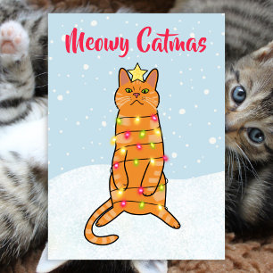 Cartão De Festividades Meowy catmas troça engraçada gato Semana de Natal