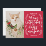 Cartão De Festividades Meowy Christmas<br><div class="desc">Deseje aos seus amigos e família um natal meuco com um cartão com fotos de feriado personalizado com o nome e a foto do seu gato!</div>