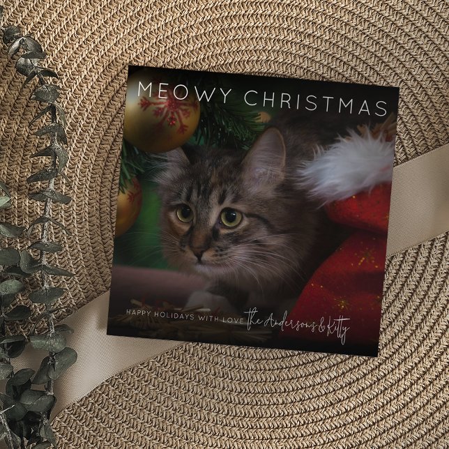 Cartão De Festividades Meowy Christmas | Natal da foto (Criador carregado)