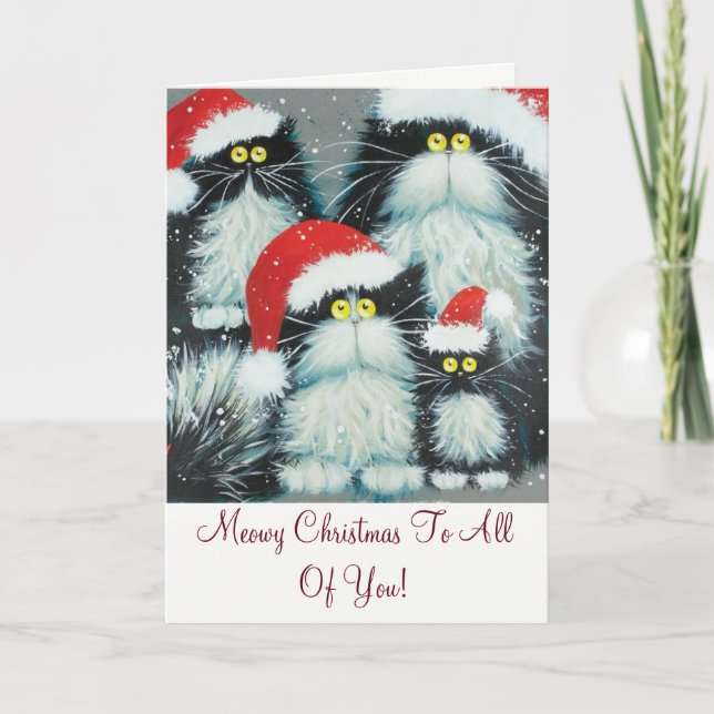 Cartão De Festividades Meowy Christmas To You! Christmas Card (Frente)