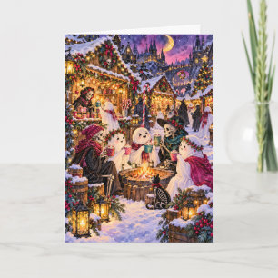 Cartão De Festividades Mercado de Inverno Assustador Fantasmas & Esquelet