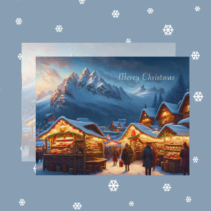 Cartão De Festividades Mercado de Natal nas montanhas - personalizado