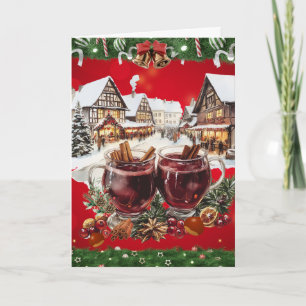 Cartão De Festividades Mercado europeu de natal em Vintage