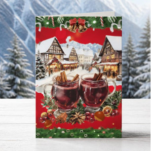 Cartão De Festividades Mercado europeu de natal em Vintage