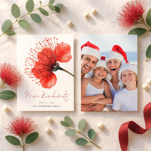 Cartão De Festividades Meri Kirihimete Pōhutuka Foto NZ Natal