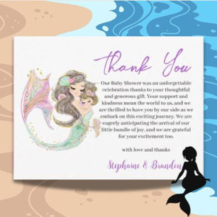 Cartão De Festividades MERMAID CUTE Sob O Mar Obrigado