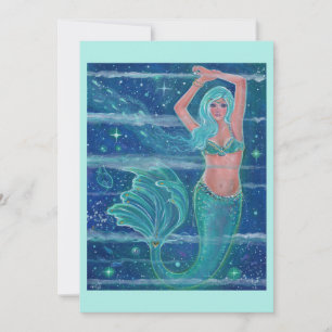 Cartão De Festividades Mermaid Gemma aqua por Renee Lavoie
