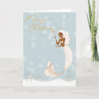 Mermaid Merry Christmas Dourado