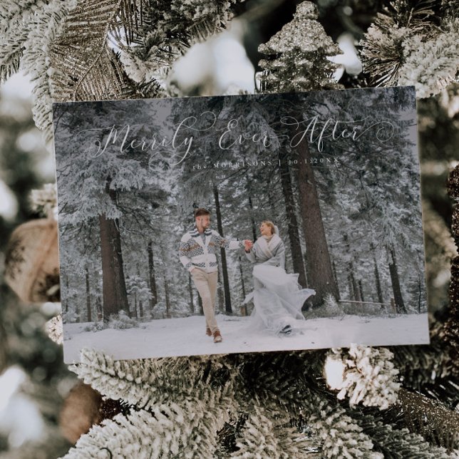 Cartão De Festividades Merrily Ever Após Foto De Sobreposição De Casament (Criador carregado)