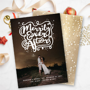 Cartão De Festividades Merrily Ever Após Knot & Sparkles Foto Casamento