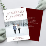 Cartão De Festividades Merrily Ever Foto de Natal do Red Script<br><div class="desc">Meramente Depois Do Cartão De Férias De Natal Do Red Script. Envie cartões de natal personalizáveis e personalizados a amigos,  colegas e familiares em cartões de estilo simples,  chic,  elegantes e modernos de design fotofestivo,  minimalista natural! Abaixo,  a caligrafia apresenta sua mensagem de saudação personalizada na tipografia moderna.</div>