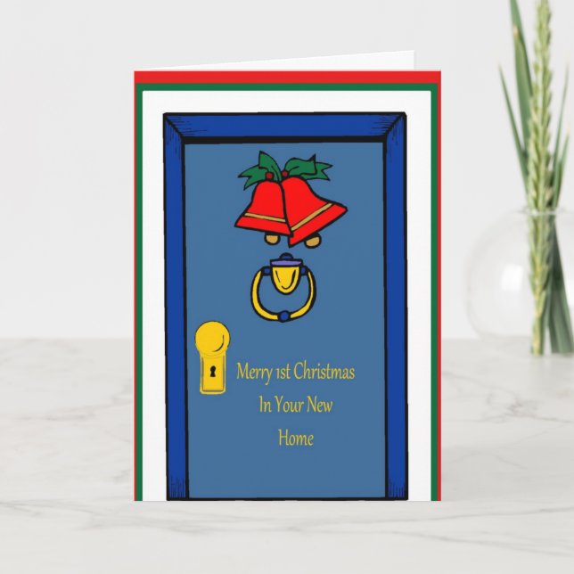 Cartão De Festividades Merry 1st Christmas In Your New Home Card (Frente)