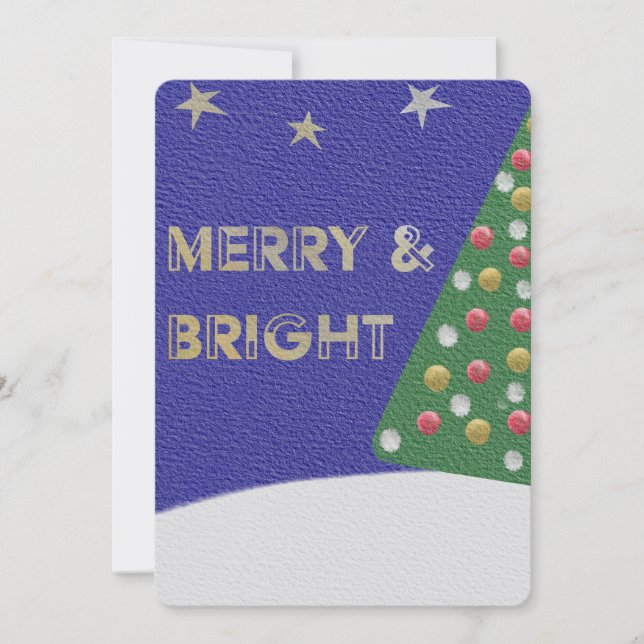 Cartão De Festividades Merry and Bright Christmas Tree Card (Frente)