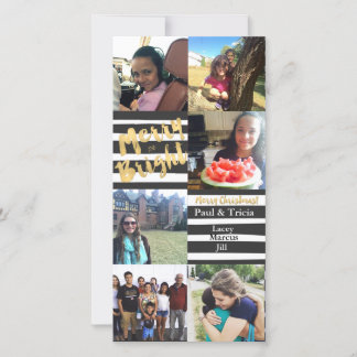Cartão De Festividades Merry and Bright Collage Photo Holiday Card