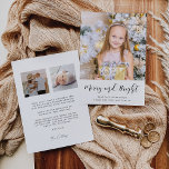 Cartão De Festividades Merry and Bright Família Elegante de 3 Fotos<br><div class="desc">Merry and Bright! Um estilo elegante que mistura simplicidade e caligrafia moderna para esta série de cartões de foto personalizáveis.</div>