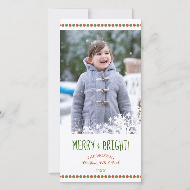 Cartão De Festividades Merry and Bright Flurry Holiday Photo (Frente)
