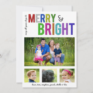 Cartão De Festividades Merry and Bright Holiday Photo Card