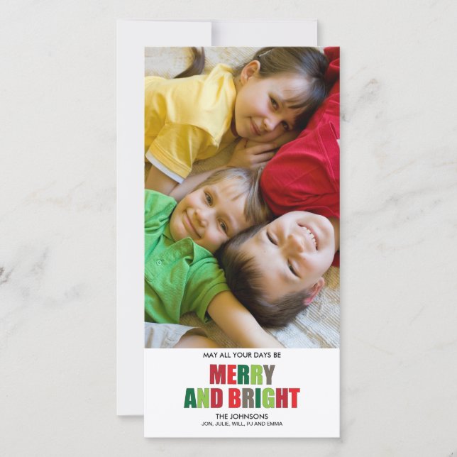 Cartão De Festividades Merry and Bright Photo Christmas Card (Frente)