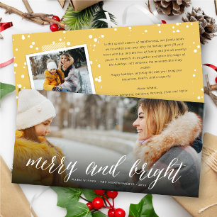 Cartão De Festividades Merry and Bright Simple White Script Modern Photo