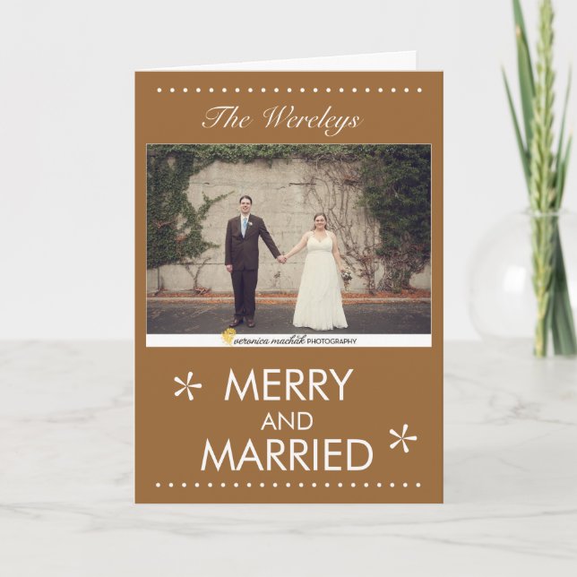 Cartão De Festividades Merry and Married Christmas Card (Frente)