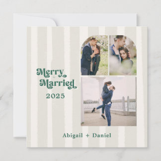 Cartão De Festividades Merry and Married Hand Drawn Frame Photo Wedding