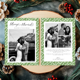 Cartão De Festividades Merry and Married Newlywed Script Christmas
