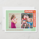 Cartão De Festividades Merry Around x2<br><div class="desc">Showcase two of your favorite photos with this simple card from PiPo Press. Designed with a fun mixed case font in a bold red border with a bright yellow star alongside stripes in a calming shade of green, it sends the traditional message of "Merry Christmas." Wish your friends and family...</div>