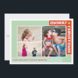 Cartão De Festividades Merry Around x3<br><div class="desc">Showcase three of your favorite photos with this simple card from PiPo Press. Designed with a fun mixed case font in a bold red border with a bright yellow star alongside stripes in a calming shade of green, it sends the traditional message of "Merry Christmas." Wish your friends and family...</div>