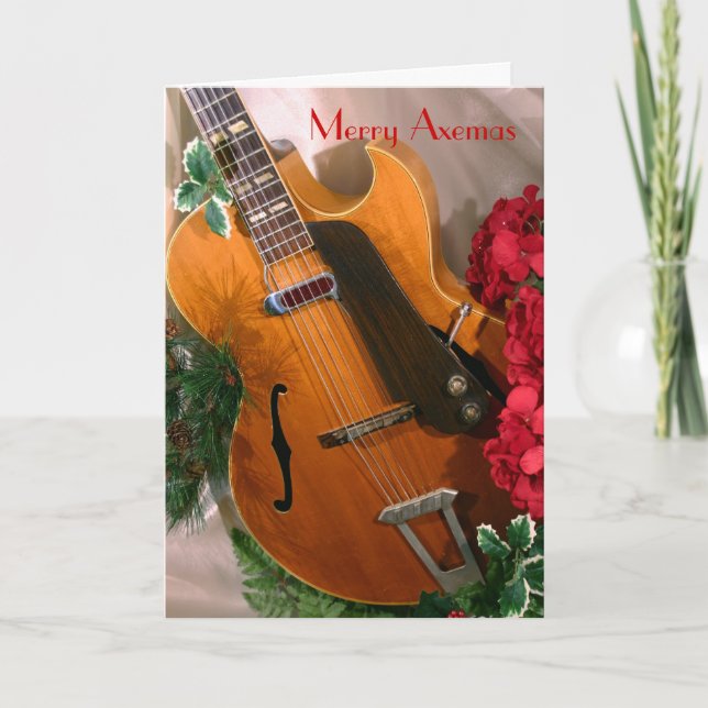 Cartão De Festividades Merry Axemas Jazz Guitar card (Frente)