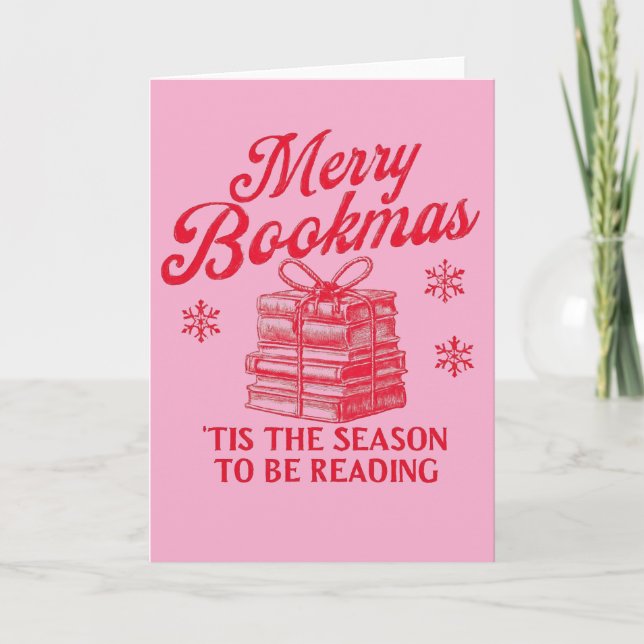 Cartão De Festividades Merry Bookmas 'tis the season to be reading  (Frente)