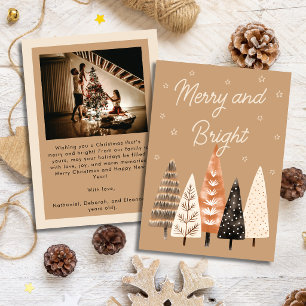 Cartão De Festividades Merry & Bright Mocha Marrom Foto Natal