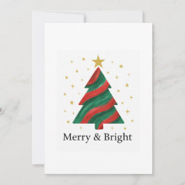 Cartão De Festividades Merry & Bright Modern Christmas Tree Flat Holiday 