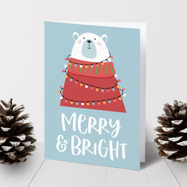 Cartão De Festividades Merry & Bright Polar Bear Christmas (Criador carregado)