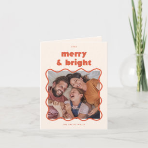 Cartão De Festividades Merry & Bright Quadro Ondulado Foto de Natal