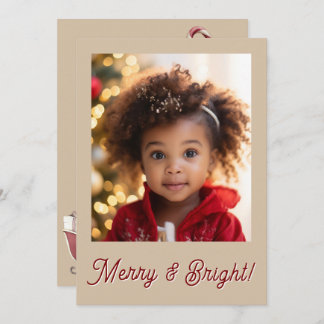 Cartão De Festividades Merry & Bright Red Photo Holiday Christmas
