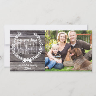 Cartão De Festividades Merry & Bright Rustic Wood