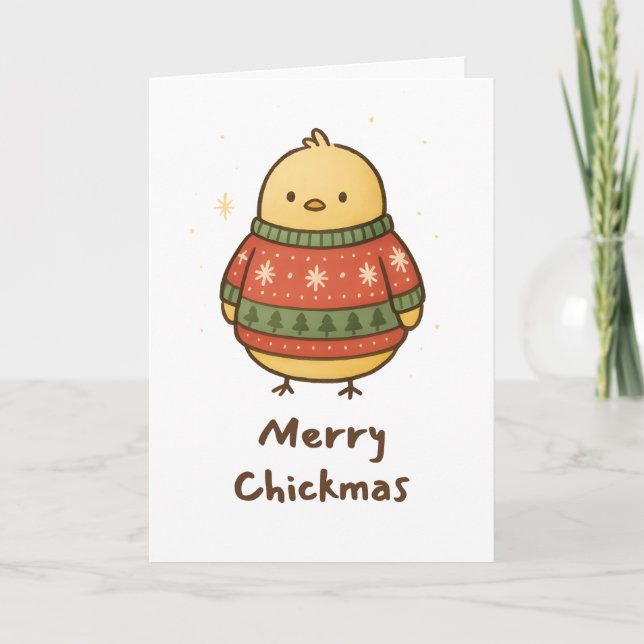 Cartão De Festividades Merry Chickmas - Funny Christmas Card (Frente)