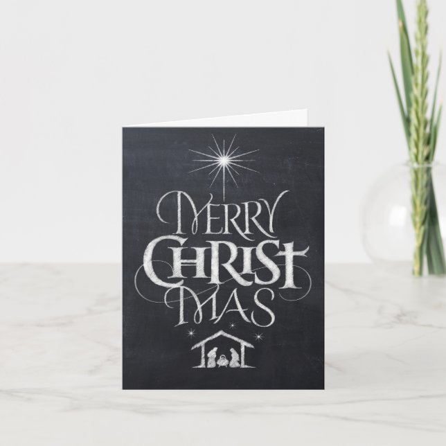Cartão De Festividades Merry Christ Mas Christmas Chalk Card (Frente)