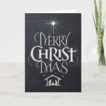 Cartão De Festividades Merry Christ Mas Christmas Chalk Card<br><div class="desc">Fashionable and fun chalkboard look. We say 'Merry Christmas' but often we forget the origin of the words. This original hand lettering uses its unique design to tell the story simply and elegantly. Show your CHRISTmas spirit.</div>