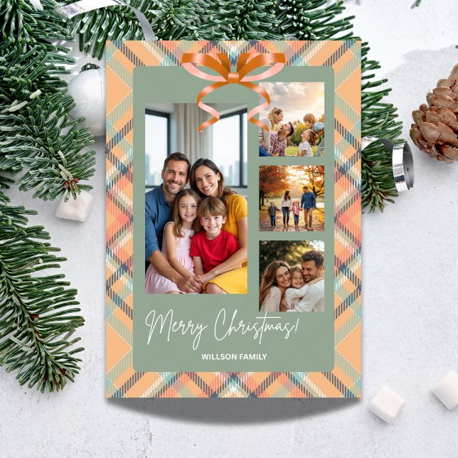 Cartão De Festividades Merry ChristmaFamily Photos Custom (Criador carregado)