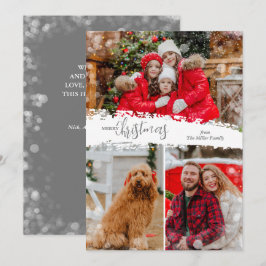 Cartão De Festividades Merry Christmas 3 Photo Collage