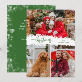 Cartão De Festividades Merry Christmas 3 Photo Collage